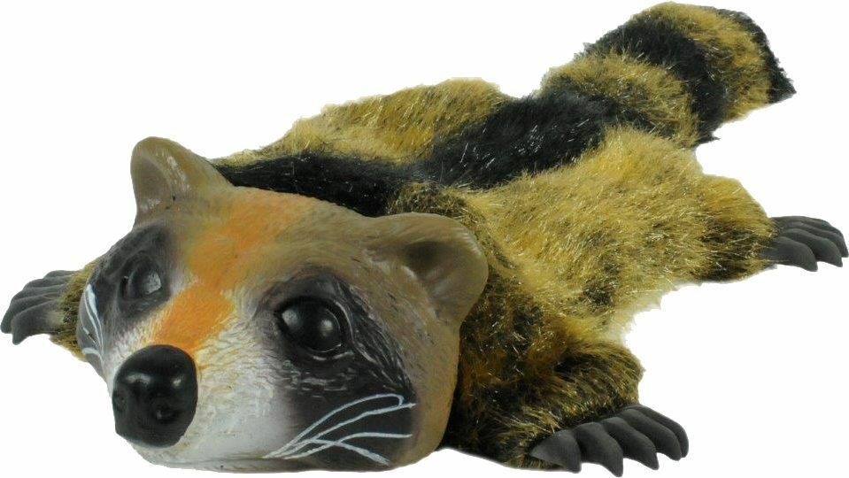 Realistic Animal Dog Toy Stuffing Free Latex with Squeaker & Fur Raccoon 15.5