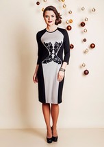 Dress Party Cocktail Evening Contrast Lace 3/4 Sleeve Made In Europe S M L Xl - £71.12 GBP