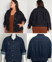 Old Navy Women&#39;s Oversized Denim Jeans Jacket Dark Blue 3X NWT - £24.59 GBP