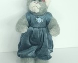 Ty Attic Treasure WHISKERS Jointed Grey Cat Blue Dress Plush Stuffed Ani... - $19.79