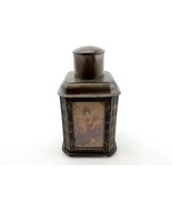 Vintage Japanese Powder Jar, Tin Powder Jar w/Glass Panels Geisha Paintings - $443.64 CAD
