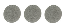 3 Compass Design Natural Gray Finish Round Cement Stepping Stones Wall H... - £56.83 GBP