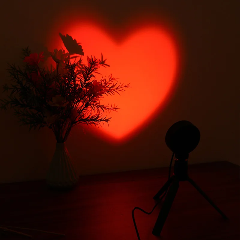Heart-shaped Table Lamp Projector Sunset Lamp Ambient Night Light Photog... - $18.58