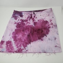 A.N.A Size 10 White Denim Raw Hem Mini Skirt Hand dyed Pink - £20.00 GBP
