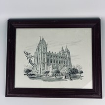 Vintage Salt Lake LDS Mormon Temple Art Print Drawing Signed Framed Chad Hawkins - £26.59 GBP