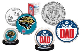 Best Dad Jacksonville Jaguars 2-Coin Set Quarter &amp; Jfk Half Dollar Nfl Licensed - £11.20 GBP