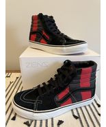 Rare Vans Sk8-Hi Red Black Stripe Leather Lining Suede Mens 6 Womens 7.5... - $1,274.83 MXN