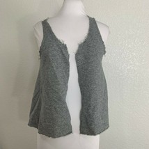 Lily White Womens Vest Size Small Gray Raw Seams Open Front Crochet Knit... - $18.81