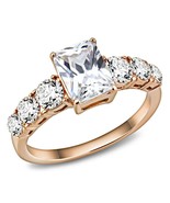 Rose Gold Plated Anniversary Ring 7 Stone Clear CZ Stainless Steel TK316 - $23.15 CAD