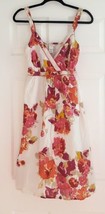 Vasna Desire Sun Dress Beautiful Pink Red Floral 100% Cotton Medium India - £19.46 GBP