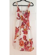 Vasna Desire Sun Dress Beautiful Pink Red Floral 100% Cotton Medium India - £19.71 GBP