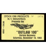 STOCK CAROUTLAW 100 TICKET STUB CORONA RACEWAY 11/19/83 VG - $31.04