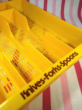 Awesome 1970&#39;s MoD Yellow 6 Section Labeled Plastic Flatware Silverware Tray - £7.82 GBP
