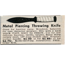 1966 Weighted Knife Advertisement Vintage Metal Piercing Knives Weapons ... - $19.99