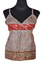Boho Vintage-Style Patchwork Tank Top Pure Silk Kantha from Jaipur - $29.69