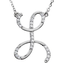 Precious Stars Unisex  Sterling Silver 1/8CTW White Diamond L Pendant Necklace - £194.71 GBP