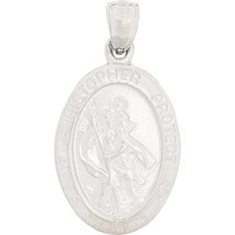 14K White Gold St Christopher Charm Protect Us 23.5mm - £116.68 GBP