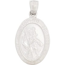 14K White Gold St Christopher Charm Protect Us 23.5mm - $149.16