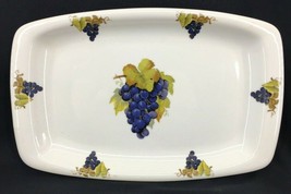 Cordon Bleu BIA Rectangular Serving Platter Dish Grapes &amp; Leaves Hand Decorated - £20.12 GBP