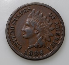 1886 Type 1 Indian Cent Very Fine VF Condition, All Brown Color, Clear L... - $74.24
