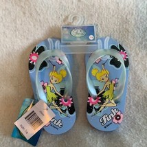 NWT Disney Fairies Girls Flip Flops 7/8 Blue Beach Summer Tinkerbell San... - £9.53 GBP