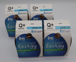 L&#39;eggs Sheer Energy Control Top Medium Support Pantyhose x4 Size Q+ Sunt... - $29.69