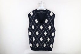 Brooks Brothers Mens Size XL Silk Blend Knit Diamond Argyle V-Neck Sweater Vest - £48.05 GBP