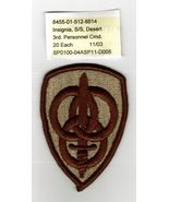 3rd ARMY PERSONNEL COMMAND - FULL BOX OF 200 PATCHES DESERT TAN COLOR DE... - $39.60