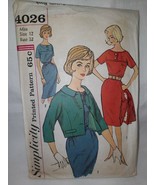 Vintage 60&#39;s Simplicity 4026 Adorable One Piece Dress and Jacket Size 12... - £11.61 GBP