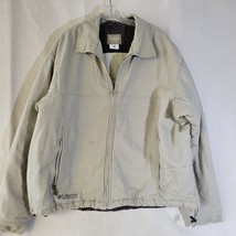 Vintage Columbia Canvas Jacket Mens XL XLarge Khaki Quilted Insulated Zip - $35.49