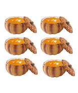 Ebros Home Kitchen Orange Ceramic Pumpkin Soup Or Dessert Bowl With Lid ... - £87.66 GBP
