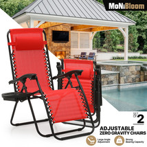Set Of 2 Zero Gravity Chair Foldable Beach Recliner Lounge Chaise W/Hold... - £113.14 GBP