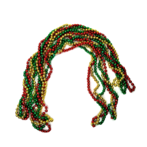 Vintage Christmas Tree Garland 9 FT Red Green Gold Triple Strand Plastic Beads - £9.51 GBP