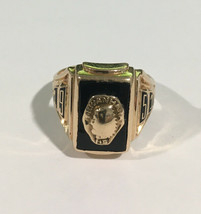 10k Yellow Gold Vintage 1951 Sewanhaka High School Ring With Black Onyx ... - £274.27 GBP