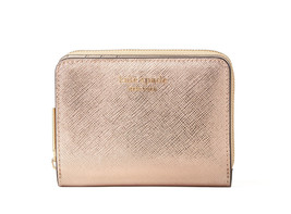 New Kate Spencer Metallic Compact Leather Zip Wallet Rose Gold Rosegold NWT - £45.83 GBP