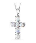 Sterling Silver 3.00 Carat Opal Cross Pendant Necklace - $1,699.69 MXN