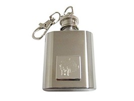 Silver Toned Etched Horse Head 1 Oz. Stainless Steel Key Chain Flask - £23.97 GBP