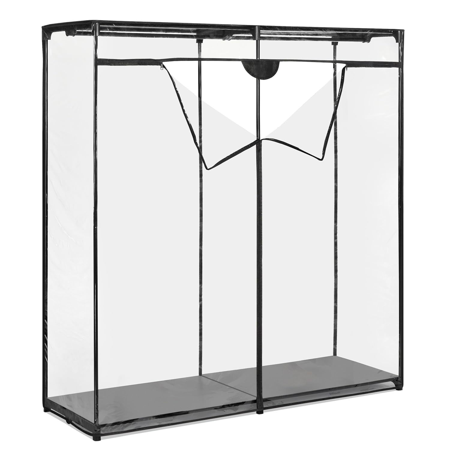 Whitmor Extra Wide Clothes Closet - Freestanding Garment Organizer with Clear Co