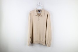 Vtg Brooks Brothers Mens L Blank Silk Blend Knit Collared Pullover Sweater Beige - £53.88 GBP