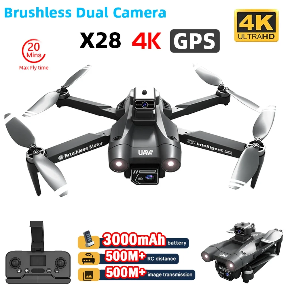 RC Drone Gps Wifi Fpv 4k Eis Dual Camera Aircraft 20 minutes Brushless Obstac - £62.94 GBP+