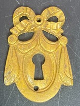 Antique Bronze Keyhole Escutcheon Bow Ribbon Design JR Read - $24.74