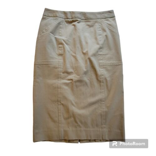 Primary image for Victoria's Secret Body 0 Women Knee Length Khaki Pencil Skirt Button Vent Tan 