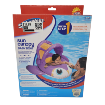 SwimWays Sun Canopy Baby Boat Pool Float Penguin 9-24 Months 50+ UPF Purple NEW - £3.87 GBP