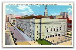 Public Auditorium and Terminal Tower Cleveland Ohio OH LInen Postcard R27 - £1.54 GBP