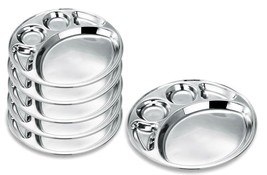 Stainless Steel Lunch Dinner 5 in 1 Plate Traditional Food Camping Plate 2 Piec - £43.52 GBP