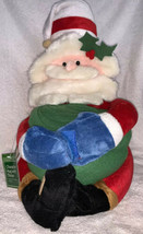 Plush Santa Holding Green Fleece Throw Blanket Christmas Cuddly Decorati... - £17.57 GBP
