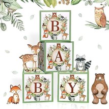 Woodland Baby Shower Boxes Blocks Centerpieces Decorations,4Pcs Large Sage Green - £28.76 GBP