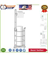 Stylish Freestanding Toilet Paper Holder with Storage for 4 Rolls in Sil... - $884.69 MXN