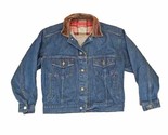 Marlboro Denim Trucker Jacket Mens Small Country Store Leather Collar Vtg - $25.69