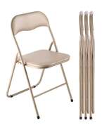 Foldable Leather Folding Chairs With Heavy Duty Frame Padded Cushions - $145.99